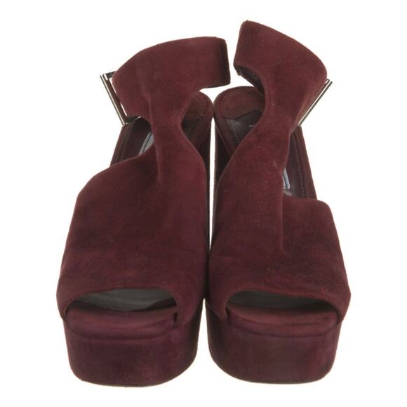 Prada Burgundy Suede Heels - Picture 3 of 5